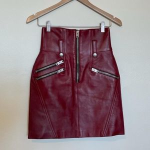 COACH High Waisted Lambskin Moto Skirt